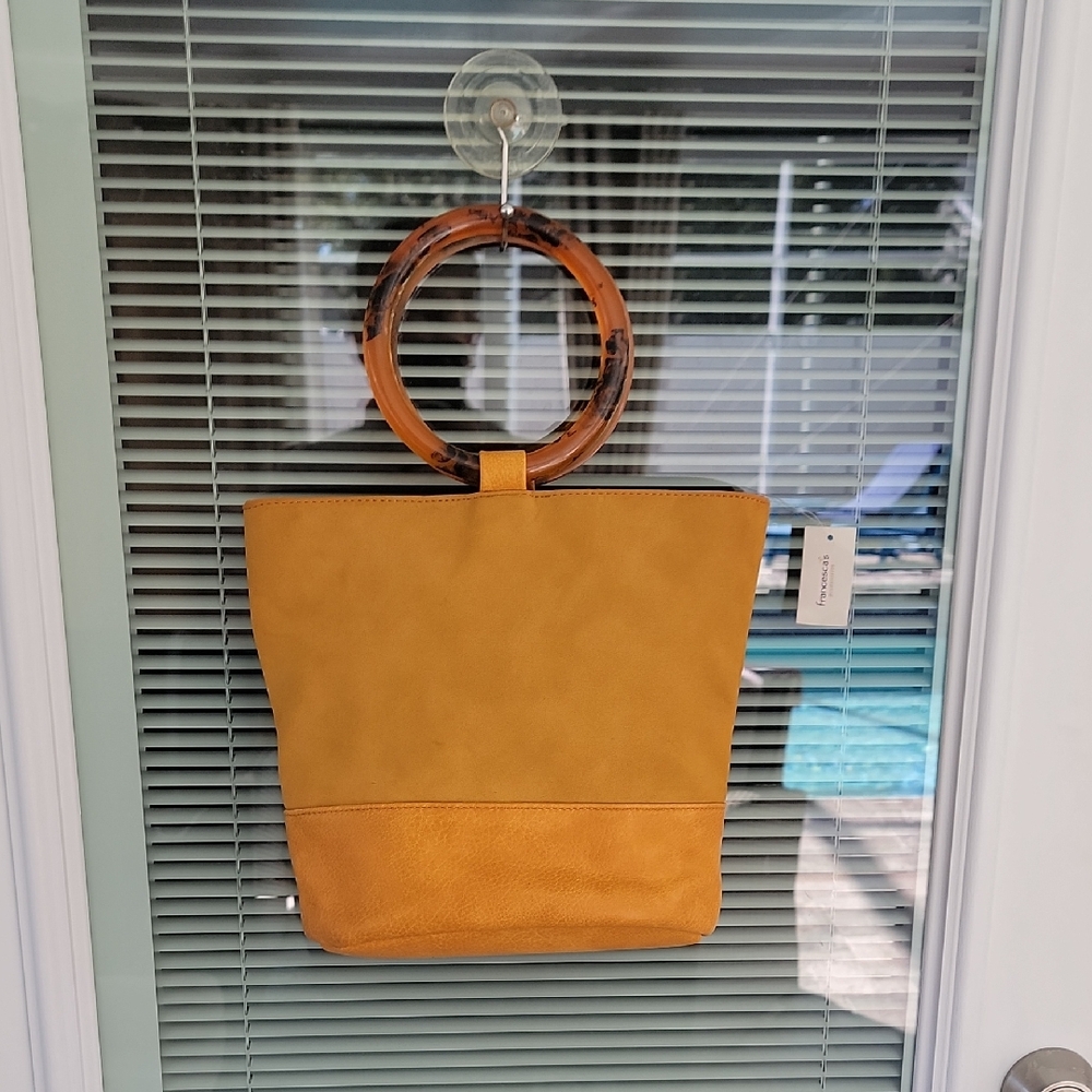 Francesca's Crossbody or Handbag Tortoise Handle Bucket Style Marigold